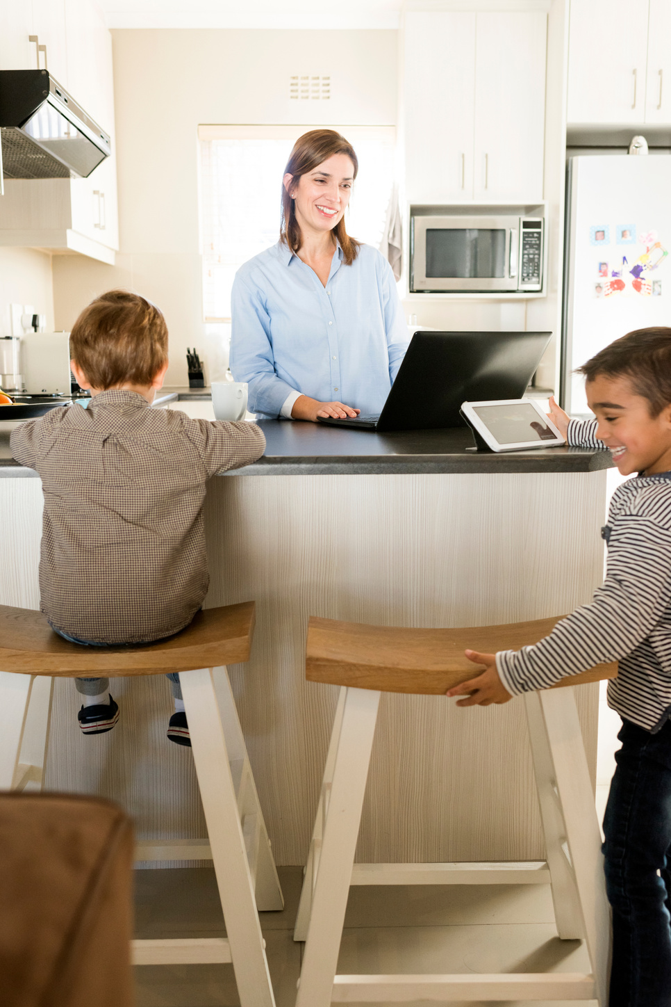 Mom With Children Working From Home